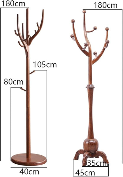 🪵🌿 Wooden Coat Stand Tree – Clothes Hanger Rack for Hallway & Home