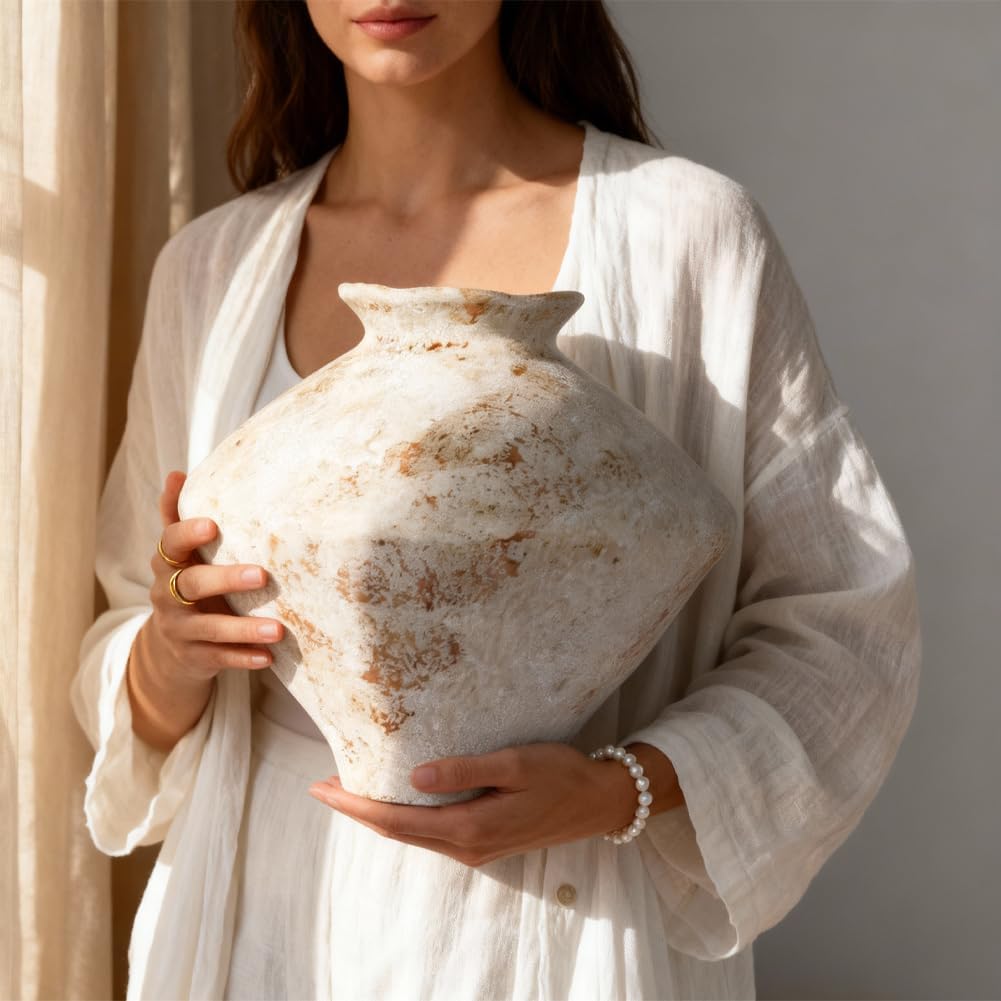 🏡 Farmhouse Ceramic Vase – Rustic Home Decor Centerpiece ✨