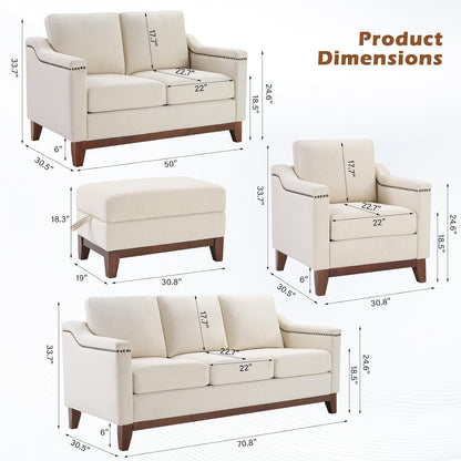 ✨ 4-Piece Velvet Sofa Set with Storage Ottoman – Loveseat, Armchair & Couch