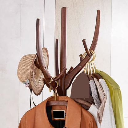 🪵🌿 Wooden Coat Stand Tree – Clothes Hanger Rack for Hallway & Home
