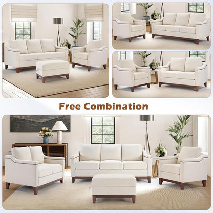 ✨ 4-Piece Velvet Sofa Set with Storage Ottoman – Loveseat, Armchair & Couch